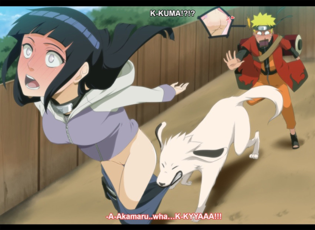 akamaru (naruto)+hyuuga hinata+uzumaki naruto