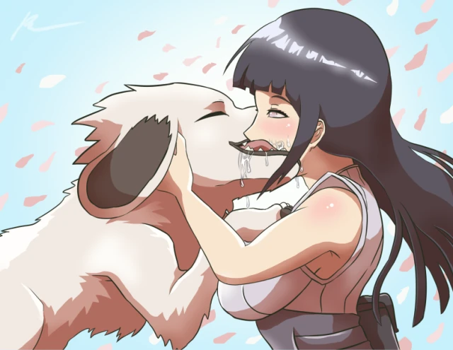 akamaru (naruto)+hyuuga hinata