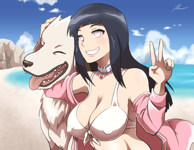 akamaru (naruto)+hyuuga hinata