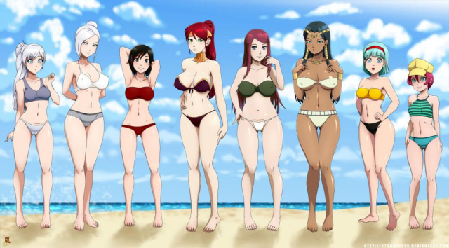 bulma briefs+georgia+isis ishtar+pyrrha nikos+ruby rose+uzumaki kushina+weiss schnee+winter schnee